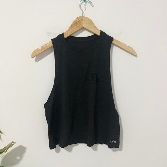 Alo Yoga Dark Gray Star Print Muscle Tank - Picture 1 of 5